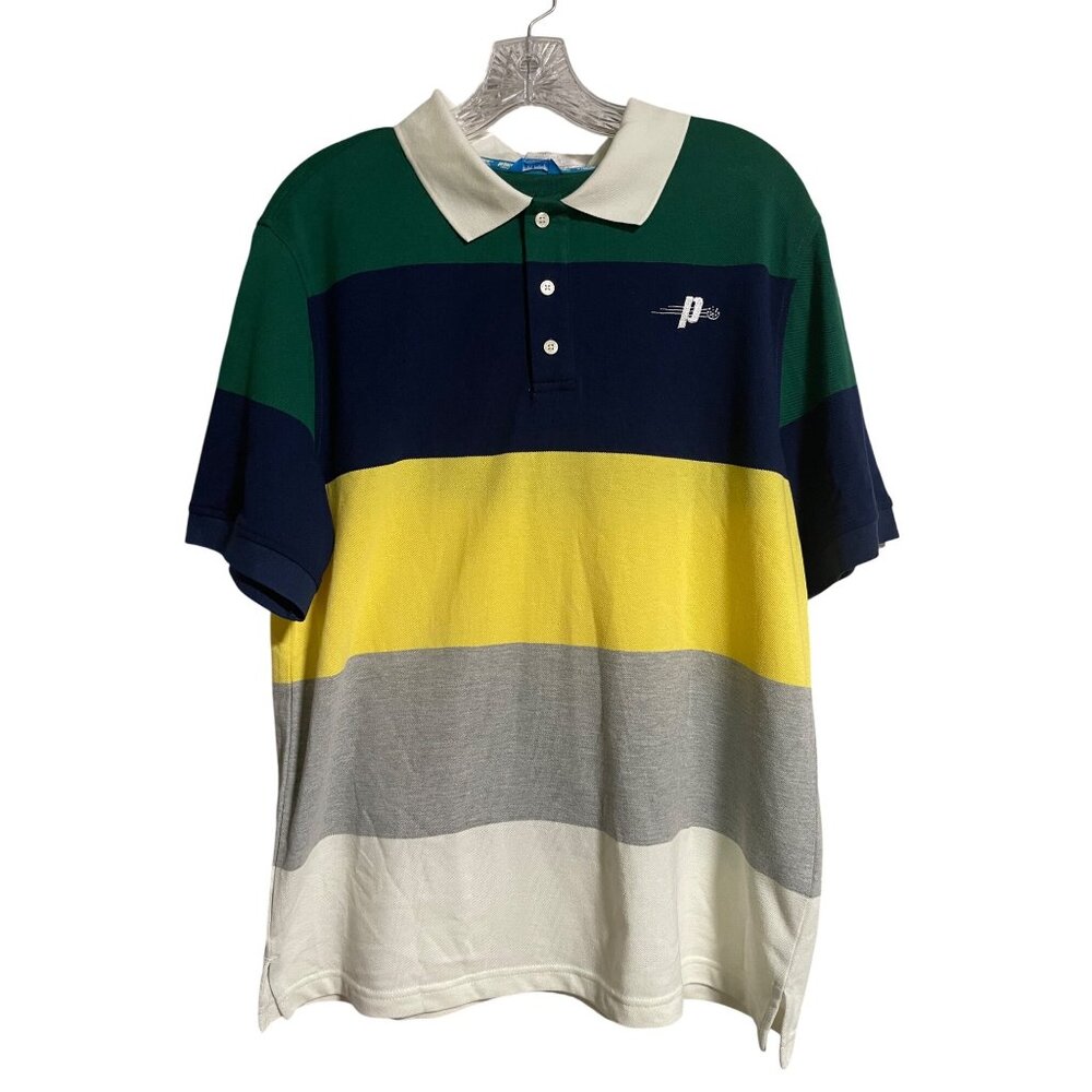 Prince Pickleball Evergreen Combo Striped Polo Shirt Mens L Casual Activewear